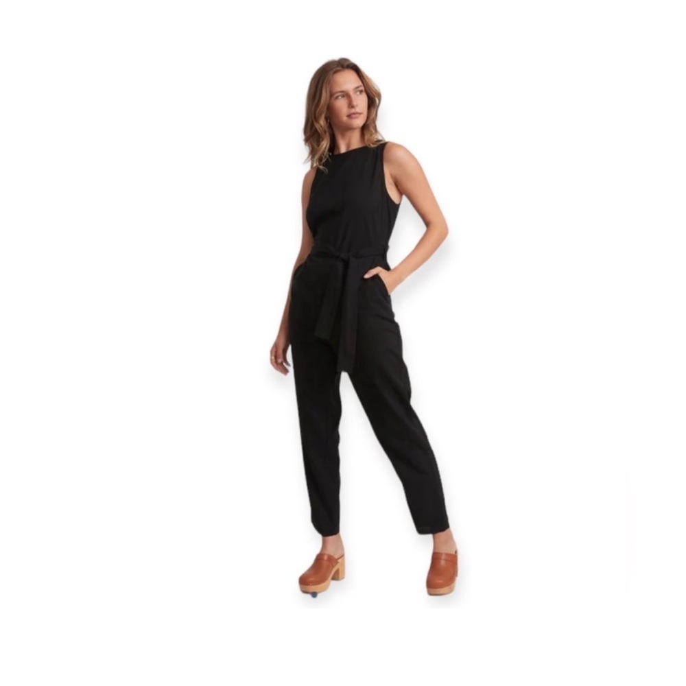Elegant Black Linen Marine Layer Jumpsuit